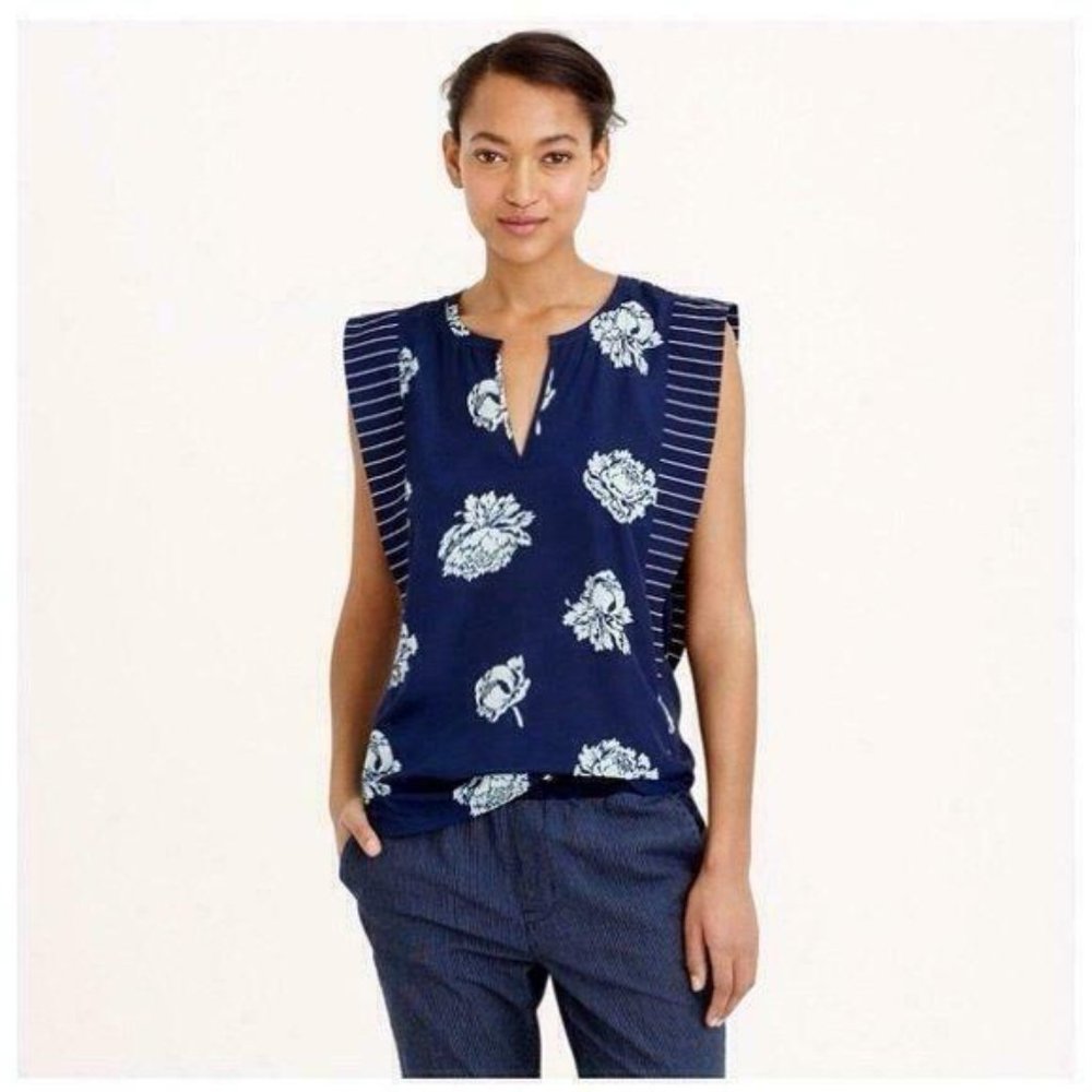 ••SOLD•• J.CREW Floral Stripes Top 00, XXS Retail $98